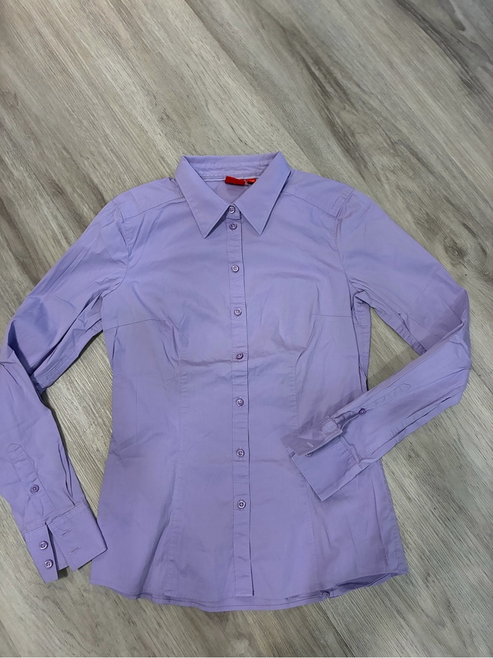 Essentials by Esprit Womens Lilac Button-Up Collared Shirt workwear Blouse